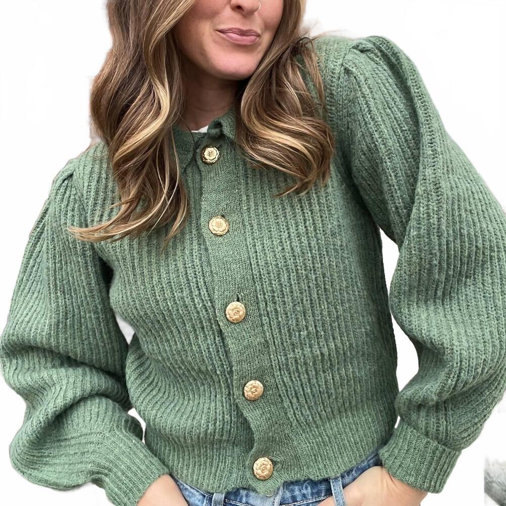 NEW IN-LOOM chunky knit cardigan in olive & ember